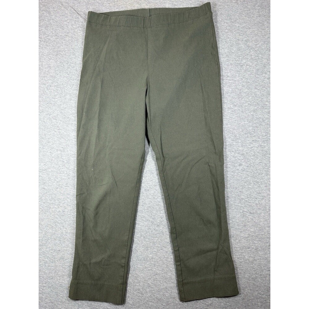Clara Sun Woo Tapered‎ Leg Pants Women's L Green Elastic High Waist Pockets